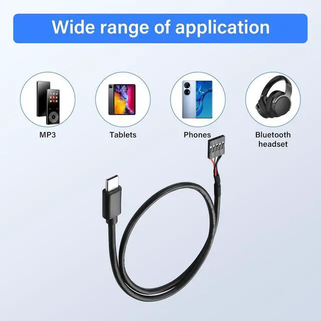 Alt view image 3 of 7 - USB-C Type C to USB Motherboard Header Cable,USB-C Male to Dupont 5 Pin Female 0.1"/2.54mm Pitch Cable Cord 50CM/1.64FT (2-Pack)