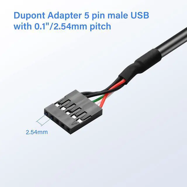 Alt view image 5 of 7 - USB-C Type C to USB Motherboard Header Cable,USB-C Male to Dupont 5 Pin Female 0.1"/2.54mm Pitch Cable Cord 50CM/1.64FT (2-Pack)