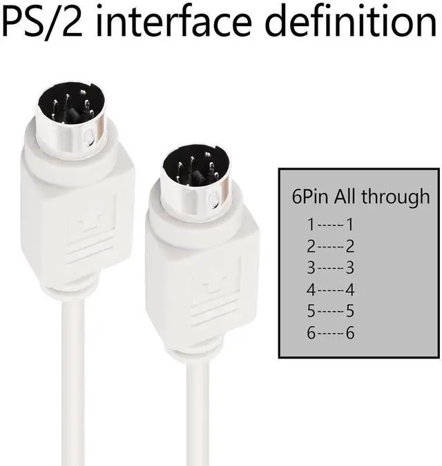 Alt view image 7 of 7 - 8.5 Feet PS/2 MDIN-6 Male to Male Cable for PS/2 Keyboard/Mouse Connector