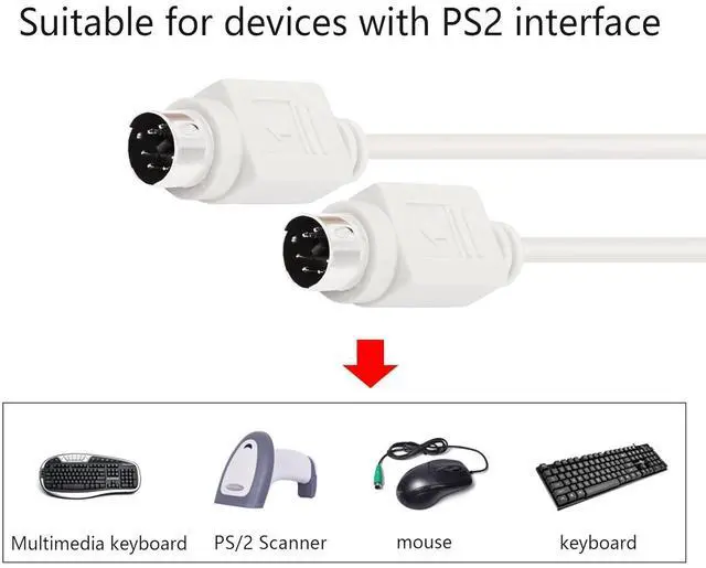 Alt view image 6 of 7 - 8.5 Feet PS/2 MDIN-6 Male to Male Cable for PS/2 Keyboard/Mouse Connector