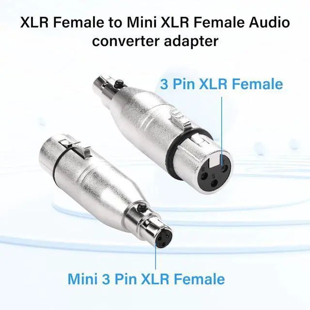 Alt view image 4 of 7 - Mini XLR to XLR Audio Converter,3-pin Mini XLR Female to XLR Female Microphone Audio Cable Adapter for Microphone Speaker Camcorder