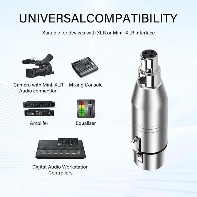 Alt view image 2 of 7 - Mini XLR to XLR Audio Converter,3-pin Mini XLR Female to XLR Female Microphone Audio Cable Adapter for Microphone Speaker Camcorder