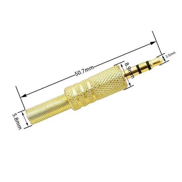 Alt view image 6 of 7 - Replacement TRS Male Plug 3 Pole 3.5mm w/Spring Coax Cable Audio Solder Type DIY Adapter for Repair Headphones Headset(2-Pack)