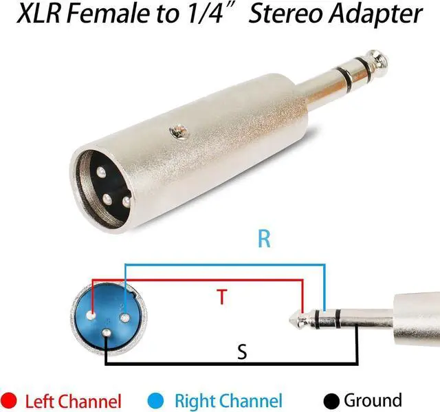 Alt view image 7 of 7 - XLR to 1/4" Adapter,6.35mm TRS Male to XLR Male Stereo Balanced Audio Connector for Mixer, Speaker, Microphone and More(2-Pack)