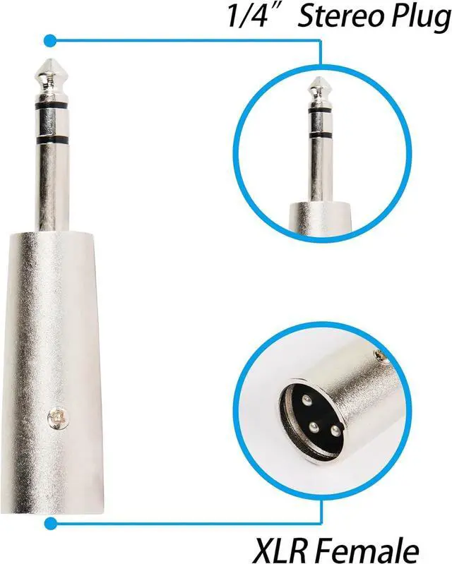 Alt view image 4 of 7 - XLR to 1/4" Adapter,6.35mm TRS Male to XLR Male Stereo Balanced Audio Connector for Mixer, Speaker, Microphone and More(2-Pack)