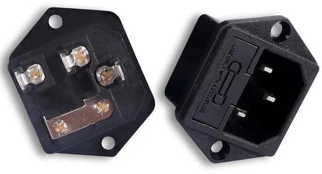 Alt view image 4 of 7 - IEC320 Mount Inlet Module Plug ,AC 250V 10A 3 Pin Panel Mount Adapte with Fuse Holder(4-Pack)