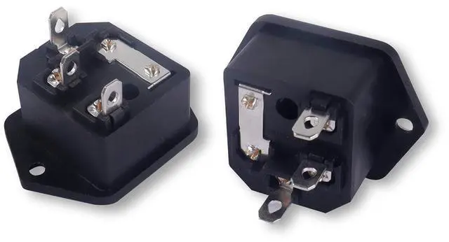 Alt view image 3 of 7 - IEC320 Mount Inlet Module Plug ,AC 250V 10A 3 Pin Panel Mount Adapte with Fuse Holder(4-Pack)