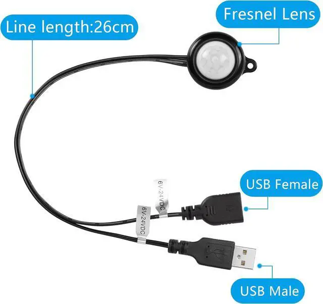 Alt view image 6 of 7 - Mini PIR Motion Sensor Switch,with USB Interface Cable 2A PIR Infrared Motion Human Body Sensor Detector Switch Light Sensor Adjustable,for LED Strip