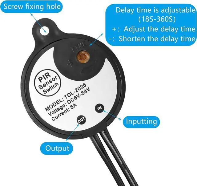 Alt view image 2 of 7 - Mini PIR Motion Sensor Switch,with USB Interface Cable 2A PIR Infrared Motion Human Body Sensor Detector Switch Light Sensor Adjustable,for LED Strip