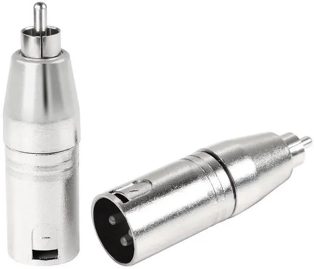 Main image of RCA to XLR Adapter, 3 Pin XLR Male to RCA Male Microphones Audio Connector for Speakers, Amplifiers, Microphones etc(2-Pack)
