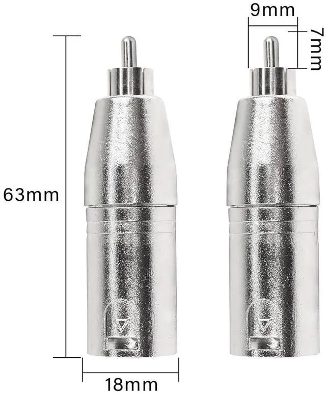 Alt view image 3 of 7 - RCA to XLR Adapter, 3 Pin XLR Male to RCA Male Microphones Audio Connector for Speakers, Amplifiers, Microphones etc(2-Pack)