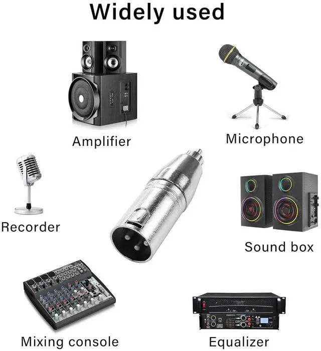 Alt view image 5 of 7 - RCA to XLR Adapter, 3 Pin XLR Male to RCA Male Microphones Audio Connector for Speakers, Amplifiers, Microphones etc(2-Pack)