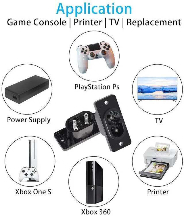 Alt view image 2 of 7 - IEC320 C8 2-Pin Male Plug Power Socket Connector AC 250V 2.5A Screw Mount Adapter (6-Pack)