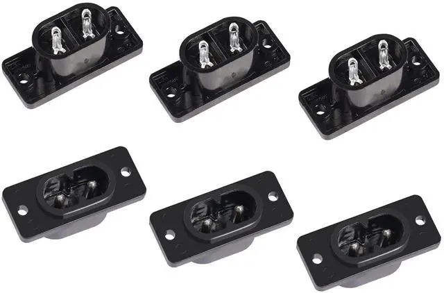 Main image of IEC320 C8 2-Pin Male Plug Power Socket Connector AC 250V 2.5A Screw Mount Adapter (6-Pack)