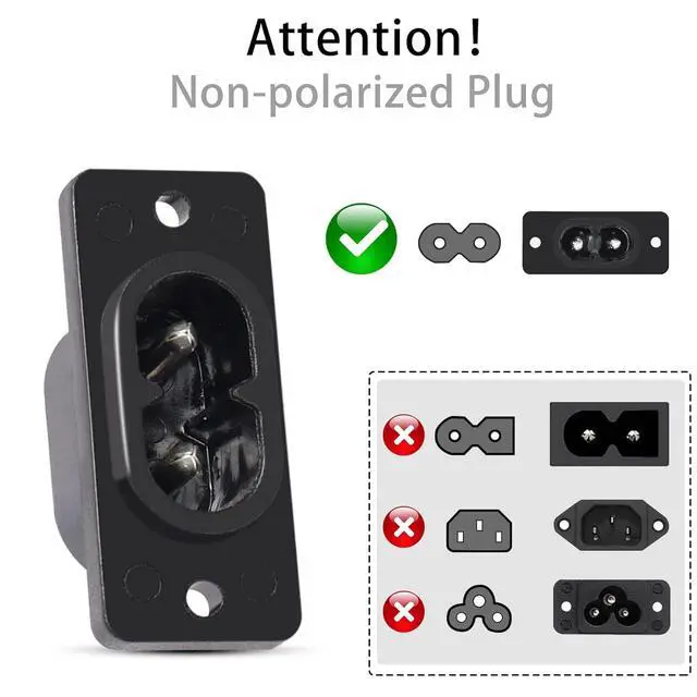 Alt view image 6 of 7 - IEC320 C8 2-Pin Male Plug Power Socket Connector AC 250V 2.5A Screw Mount Adapter (6-Pack)