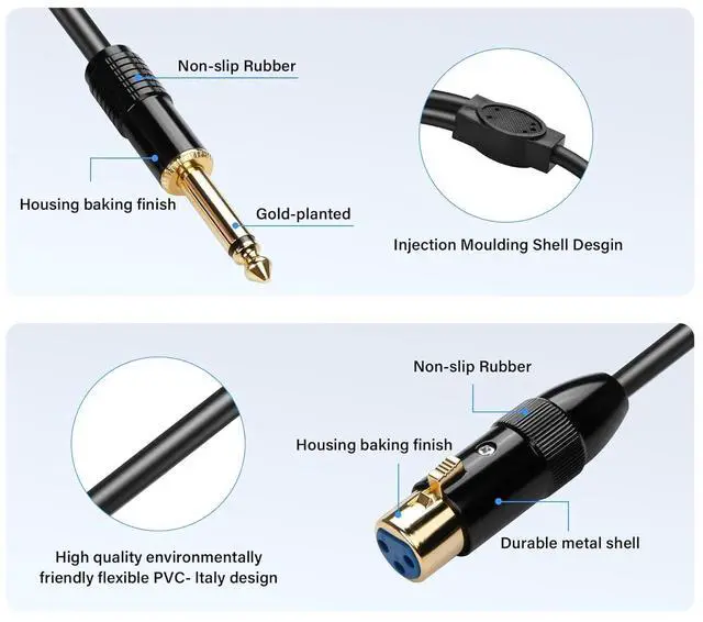 Alt view image 5 of 7 - XLR to Dual 1/4 TS Microphone Y Splitter Cable,3-Pin XLR Female to Dual 6.35mm Mono Male Audio Cable for Amplifier Mixer Microphone (1.6FT