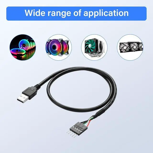 Alt view image 7 of 7 - Dupont 5 Pin Male to USB Adapter Cable,USB Male to Dupont 5 Pin Male with 0.1"/2.54mm Pitch Motherboard Cable Cord 50CM/1.64FT (2-Pack)