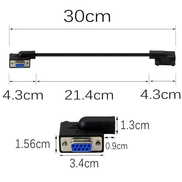Alt view image 5 of 7 - 30 cm Straight Through DB9 RS232 Serial Cable. 90 Degree Left to Right Angled RS232 Female to Female Cable, YOUCHENG, for Computers, Printers, Scanners(L/R)