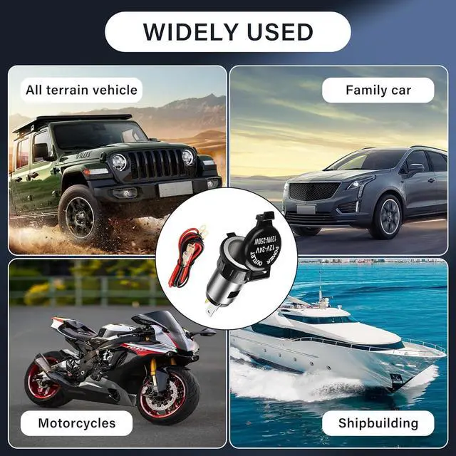 Alt view image 6 of 6 - Car Cigarette Lighter Socket,DC 12V-24V Cigarette Lighter Female Power Outlet Socket Replacement,with Cover Wiring Harness