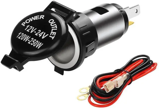 Main image of Car Cigarette Lighter Socket,DC 12V-24V Cigarette Lighter Female Power Outlet Socket Replacement,with Cover Wiring Harness