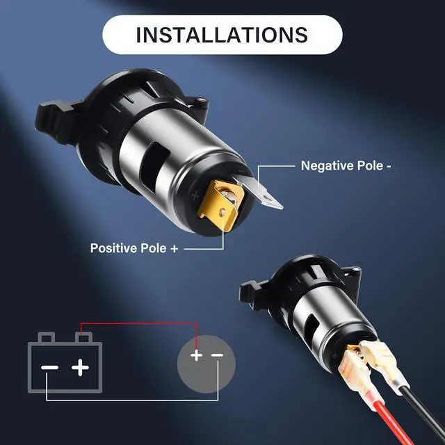 Alt view image 3 of 6 - Car Cigarette Lighter Socket,DC 12V-24V Cigarette Lighter Female Power Outlet Socket Replacement,with Cover Wiring Harness
