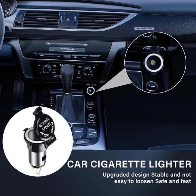 Alt view image 4 of 6 - Car Cigarette Lighter Socket,DC 12V-24V Cigarette Lighter Female Power Outlet Socket Replacement,with Cover Wiring Harness