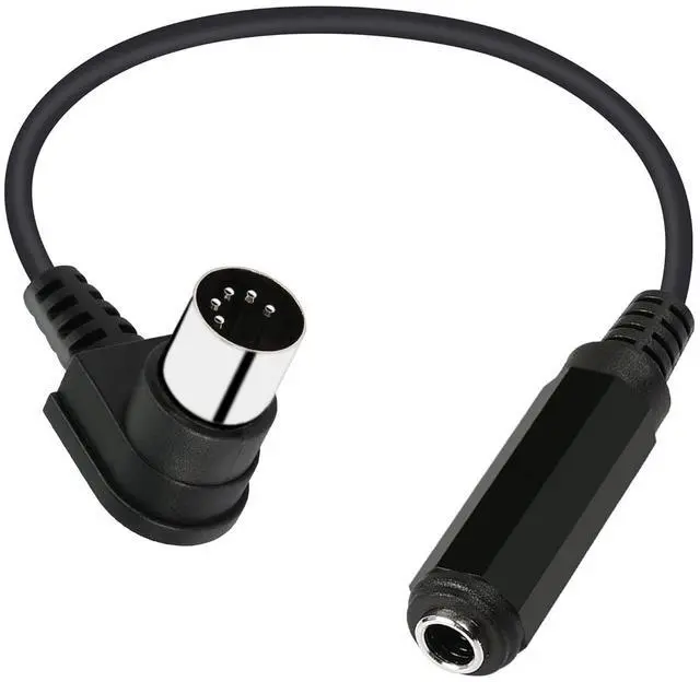 Main image of Right Angle DIN 5 Pin to 6.35mm Cable 90 Degree MIDI Male to 1/4" Female TRS Audio Adapter Cable for Speaker, Amplifier, Mixe, MIDI Keyboard etc (30 cm)