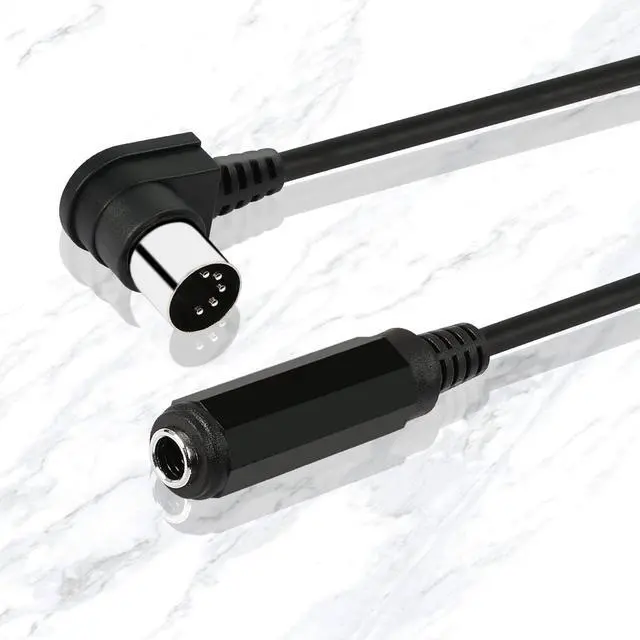 Alt view image 3 of 7 - Right Angle DIN 5 Pin to 6.35mm Cable 90 Degree MIDI Male to 1/4" Female TRS Audio Adapter Cable for Speaker, Amplifier, Mixe, MIDI Keyboard etc (30 cm)
