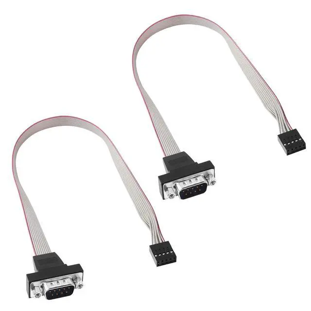 Alt view image 5 of 7 - DB9 to 10Pin IDC Serial Cable,2Pack RS232 Serial Male to 10 Pin (2x5) IDC Motherboard Header Panel Moun Flat Ribbon Cable(0.3m)