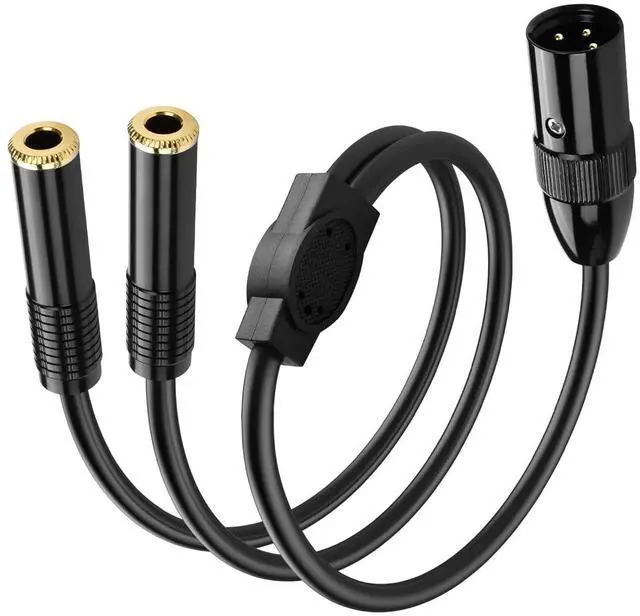 Main image of XLR Male to Dual 6.35mm Y Splitter Cable,3Pin XLR Male Dual 6.35mm (1/4inch) TRS Female Microphone Audio Converter Cable(0.5M/1.6FT)