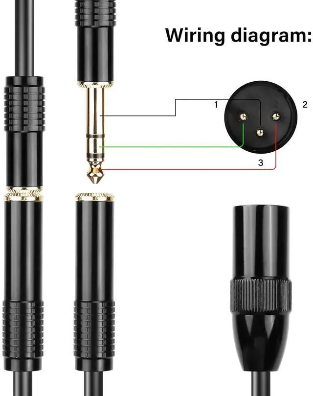 Alt view image 4 of 7 - XLR Male to Dual 6.35mm Y Splitter Cable,3Pin XLR Male Dual 6.35mm (1/4inch) TRS Female Microphone Audio Converter Cable(0.5M/1.6FT)