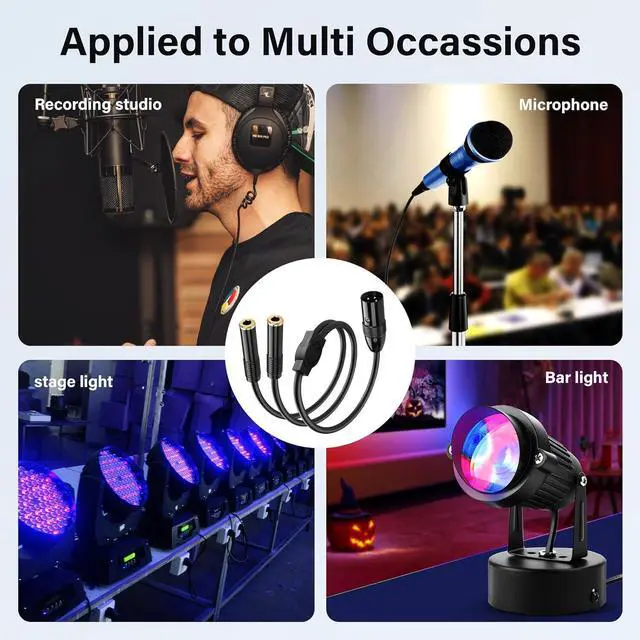 Alt view image 6 of 7 - XLR Male to Dual 6.35mm Y Splitter Cable,3Pin XLR Male Dual 6.35mm (1/4inch) TRS Female Microphone Audio Converter Cable(0.5M/1.6FT)