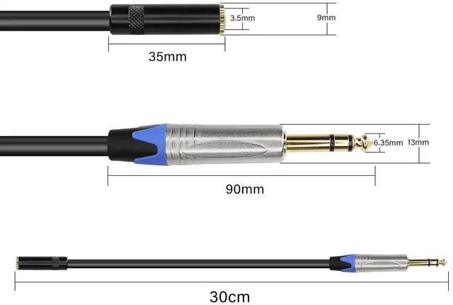 Alt view image 2 of 7 - 1/4 to 1/8 Headphone Adapter,6.35mm TRS Male to 3.5mm Female Stereo Jack Audio Adapter Extension Cable for Headphones, Amplifiers, Guitar,Amplifiers(0.3M/1FT)