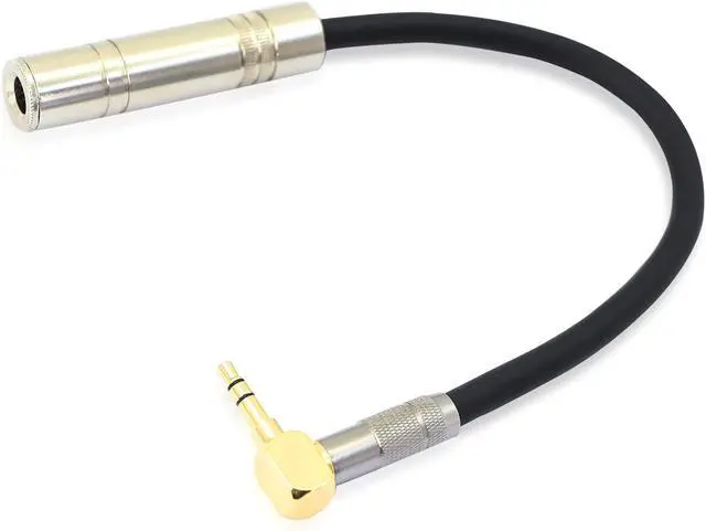 Main image of Right Angle 3.5mm (1/8 inch) Male to 6.35mm (1/4 inch) Female Stereo Audio Adapter Connector Gold Plated for Audio Cable Extension and Conversion.