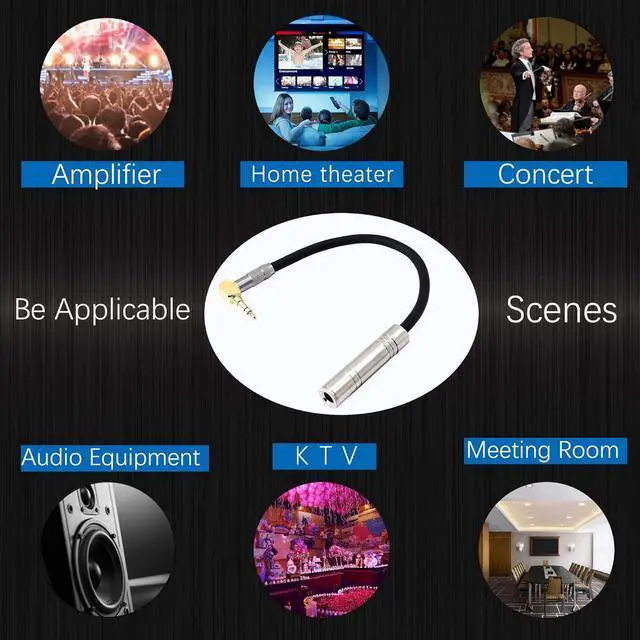 Alt view image 5 of 7 - Right Angle 3.5mm (1/8 inch) Male to 6.35mm (1/4 inch) Female Stereo Audio Adapter Connector Gold Plated for Audio Cable Extension and Conversion.