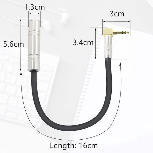 Alt view image 7 of 7 - Right Angle 3.5mm (1/8 inch) Male to 6.35mm (1/4 inch) Female Stereo Audio Adapter Connector Gold Plated for Audio Cable Extension and Conversion.