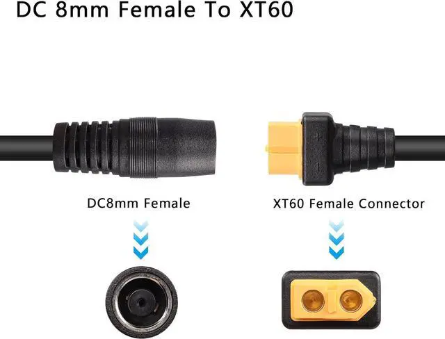 Alt view image 7 of 7 - DC 8mm to XT60 Power Cable 14AWG DC 8mm Female to XT60 Female Adapter Cable for Solar Panel Portable Power Station Solar Generator(1.5M/4.9Ft)