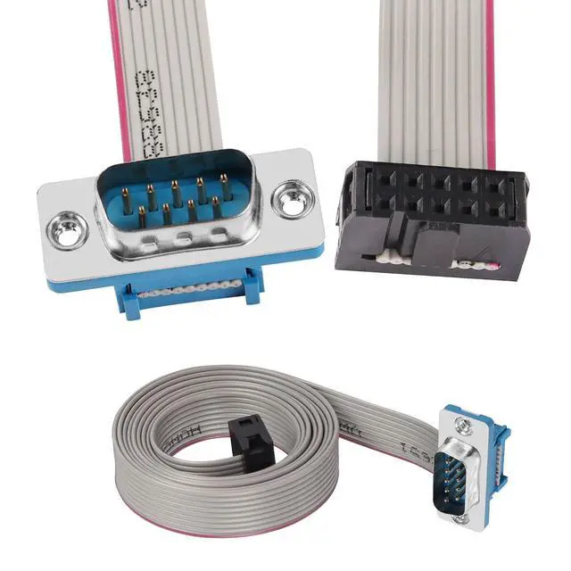 Alt view image 6 of 6 - DB9 to 10-Pin IDC Serial Cable,RS232 Serial Male to 10 Pin Motherboard Header Flat Ribbon Cable(1m)