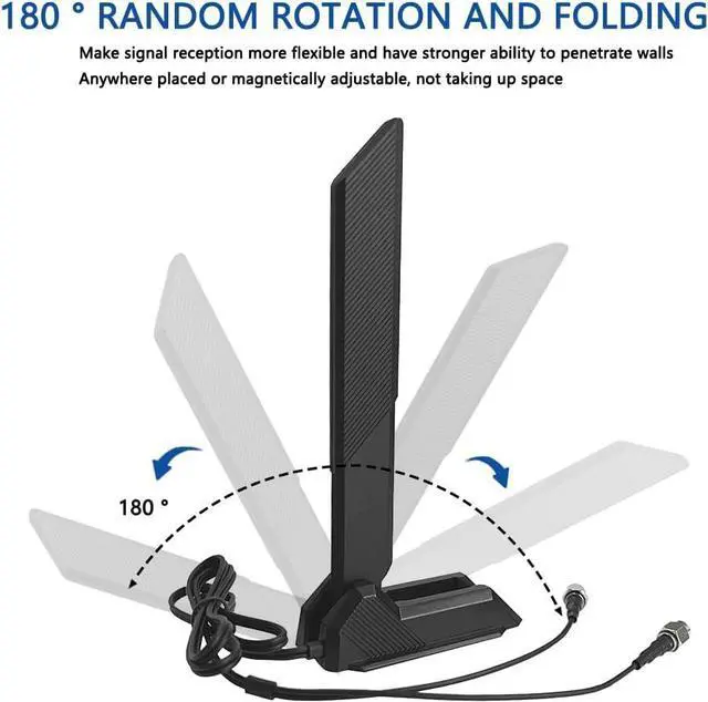 Alt view image 4 of 5 - WiFi 6 6E Tri-Band Antenna 6GHz 5.8GHz 2.4GHz Magnetic Base Replacement Antenna for PC Desktop Computer Asus Rog Strix Gigabyte Aorus Gaming WiFi Motherboard Card WiFi Antenna pc