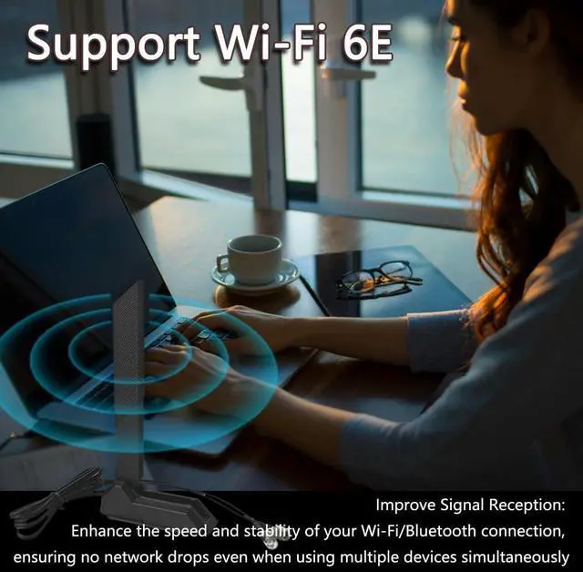 Alt view image 2 of 5 - WiFi 6 6E Tri-Band Antenna 6GHz 5.8GHz 2.4GHz Magnetic Base Replacement Antenna for PC Desktop Computer Asus Rog Strix Gigabyte Aorus Gaming WiFi Motherboard Card WiFi Antenna pc