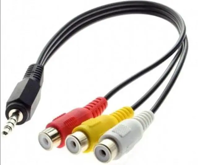 Alt view image 3 of 4 - 3.5mm 1/8" Male Stereo Car AUX to 3 RCA AV Female Cord Audio Video Composite Cable 20cm