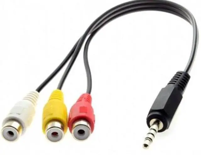 Alt view image 4 of 4 - 3.5mm 1/8" Male Stereo Car AUX to 3 RCA AV Female Cord Audio Video Composite Cable 20cm