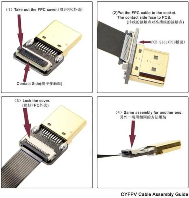 Alt view image 4 of 7 - CYFPV Mini HDMI Male to HDMI Male FPC Flat Cable 1080P for FPV HDTV Multicopter Aerial Photography