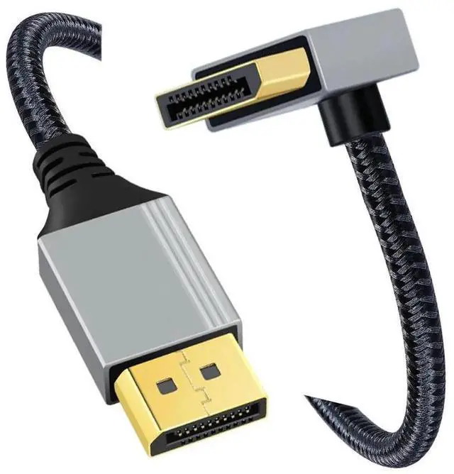 Main image of 200cm Down Angled DisplayPort DP to DP Cable 4K 60hz Cable Silver Sleeve Ultra-HD UHD 90 Degree for Desktop Laptop Monitor Graphics Card