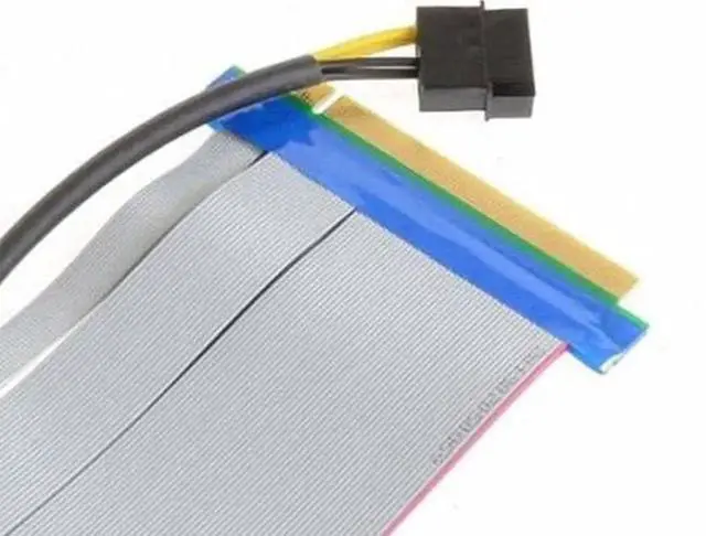 Alt view image 3 of 4 - PCI-E Express 16X to 16x Riser Extender Card with Molex IDE Power & Ribbon Cable 20cm