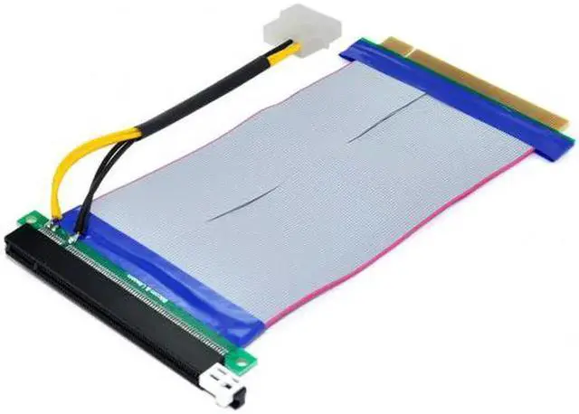 Alt view image 2 of 7 - Cable PCI-E Express 16X to 16x Riser Extender Card with Molex IDE Power & Ribbon Cable 20cm