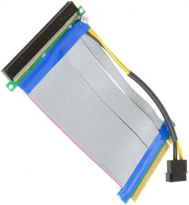 Alt view image 7 of 7 - Cable PCI-E Express 16X to 16x Riser Extender Card with Molex IDE Power & Ribbon Cable 20cm