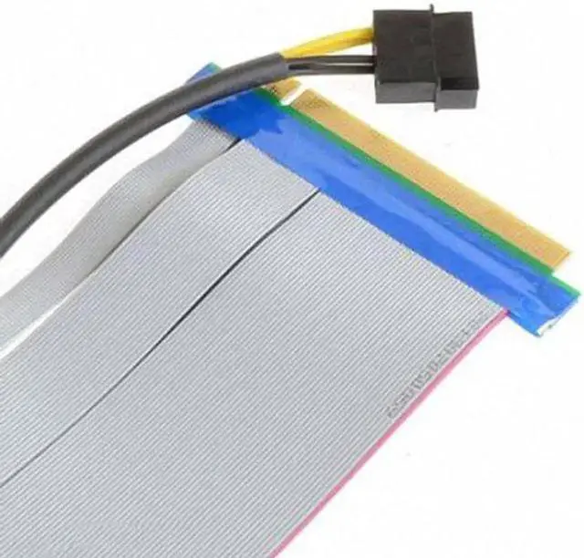 Alt view image 6 of 7 - Cable PCI-E Express 16X to 16x Riser Extender Card with Molex IDE Power & Ribbon Cable 20cm