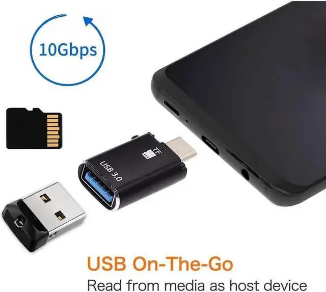 Alt view image 4 of 7 - 10Gbps USB-C Type-C to USB 3.0 Female OTG & TF Micro-SD Card Reader Adapter for Laptop Tablet Phone