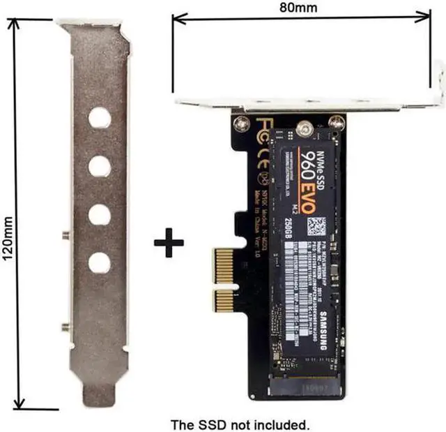 Alt view image 2 of 6 - Cable Low Profile PCI-E 3.0 x1 Lane to M.2 NGFF M-Key SSD Nvme AHCI PCI Express Adapter Card